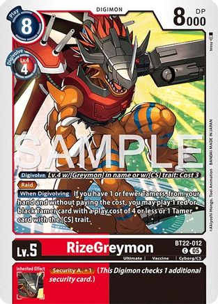 RizeGreymon (BT22-012) - [Cyber Eden]