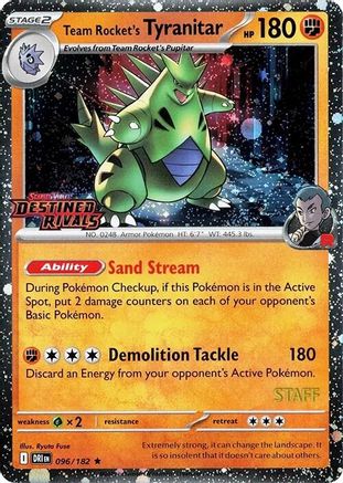 Team Rocket's Tyranitar (Prerelease) [Staff] - (096/null) Holofoil [Miscellaneous Cards & Products]