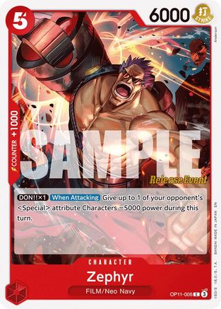 Zephyr (OP11-006) - [A Fist of Divine Speed Release Event Cards]