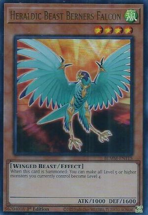 Heraldic Beast Berners Falcon [BLMM-EN115] - Battles of Legend: Monster Mayhem 1st Edition - Ultra Rare - Trinity Hobby