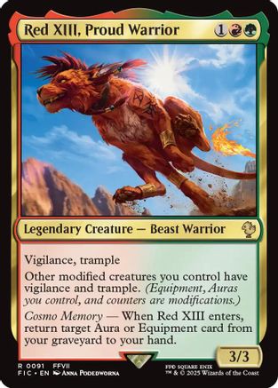 Red XIII, Proud Warrior (Surge Foil)  [Foil]  (FIC-091) - [Commander: FINAL FANTASY] - Trinity Hobby