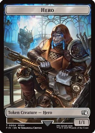 Hero (0004) // Wizard (0015) Double-Sided Token  [Foil]  (FIN-4 // 15) - [FINAL FANTASY] - Trinity Hobby