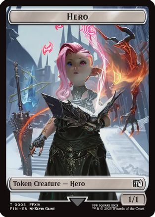 Hero (0005) // Wizard (0015) Double-Sided Token  [Foil]  (FIN-5 // 15) - [FINAL FANTASY] - Trinity Hobby