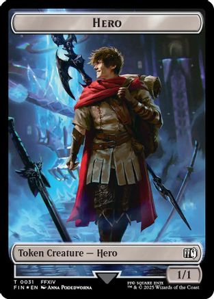 Hero (0031) // Wizard (0035) Double-Sided Token (Surge Foil)  [Foil]  (FIN-31 // 35) - [FINAL FANTASY] - Trinity Hobby