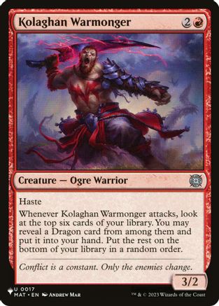 Kolaghan Warmonger  (LIST-017) - [The List Reprints] - Trinity Hobby