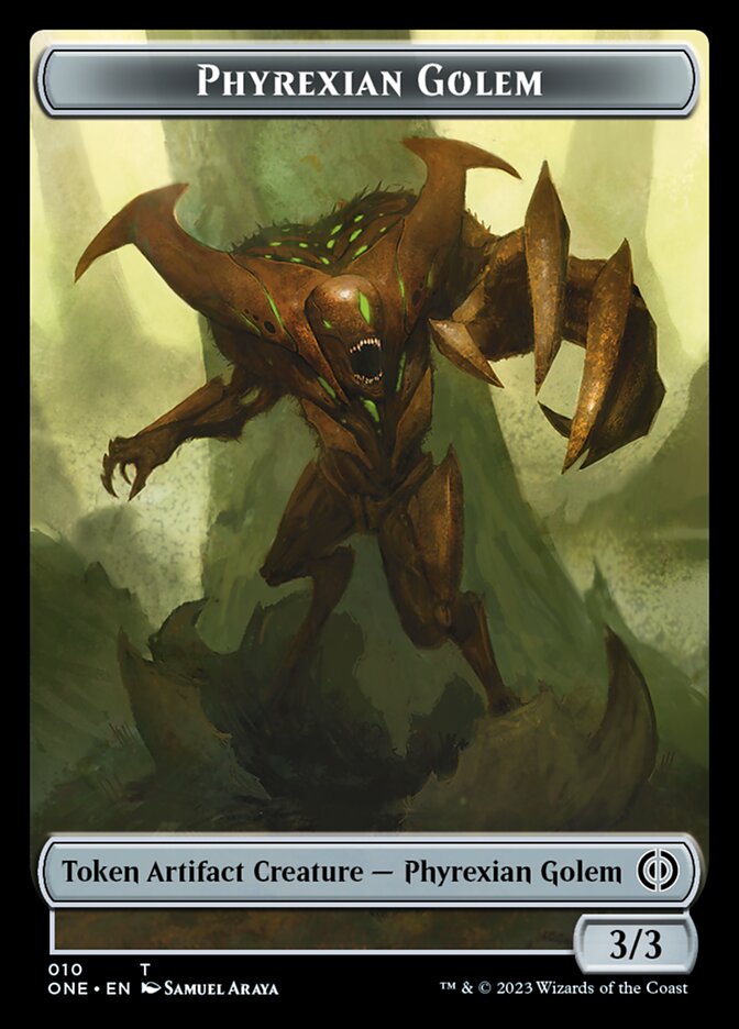 Phyrexian Mite (011) // Phyrexian Golem Double-Sided Token [Phyrexia: All Will Be One Tokens] - Trinity Hobby