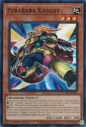 Zubababa Knight [DUAD-EN001] - Duelist's Advance 1st Edition - Super Rare - Trinity Hobby