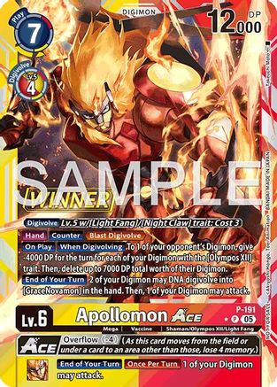 Apollomon ACE (Store Tournament 2025 Vol.3 Winner Pack) (P-191) - [Digimon Promotion Cards] Foil - Trinity Hobby