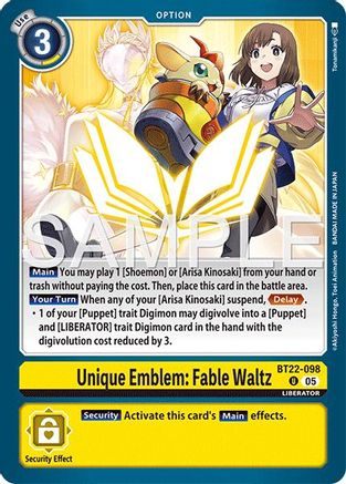 Unique Emblem: Fable Waltz (BT22-098) - [Cyber Eden] - Trinity Hobby