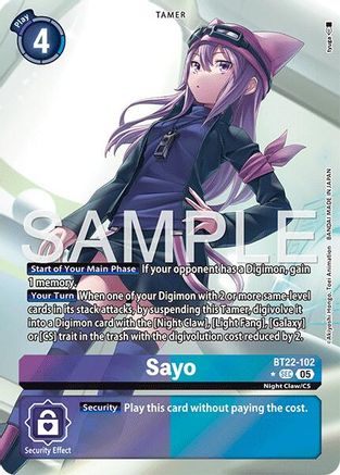 Sayo (Alternate Art) (BT22-102) - [Cyber Eden] Foil - Trinity Hobby