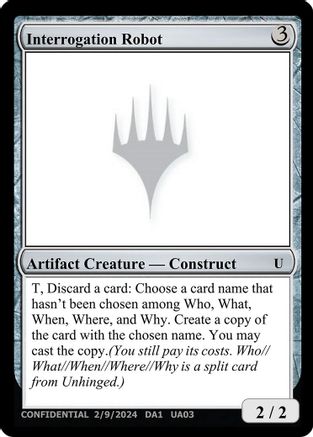 Interrogation Robot  (-) - [Un-Known Event Playtest Cards] - Trinity Hobby