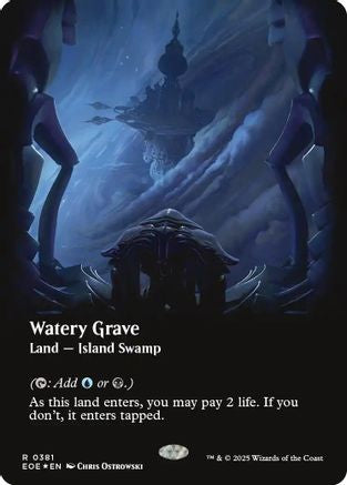 Watery Grave (Borderless) (Galaxy Foil)  [Foil]  (EOE-381) - [Edge of Eternities] - Trinity Hobby
