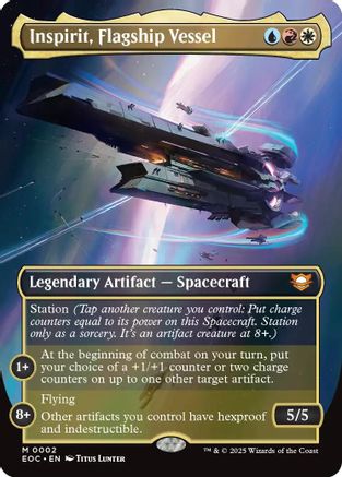 Inspirit, Flagship Vessel (Borderless)  [Foil]  (EOC-002) - [Commander: Edge of Eternities] - Trinity Hobby