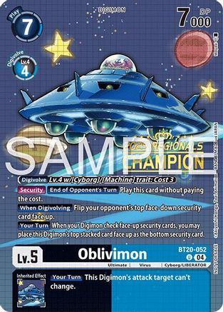 Oblivimon (Regionals 25-26 Season 2 Champion) (BT20-052) - [Release Special Booster 2.0] Foil