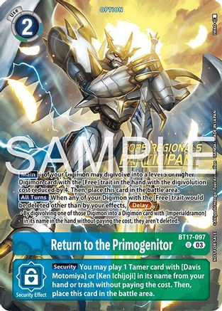 Return to the Primogenitor (Regionals 25-26 Season 2 Participant) (BT17-097) - [Secret Crisis] - Trinity Hobby