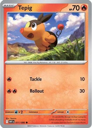 Tepig - (011/086) Holofoil [SV White Flare] - Trinity Hobby