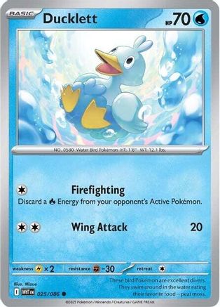 Ducklett  - (025/086) Reverse Holofoil [SV White Flare] - Trinity Hobby
