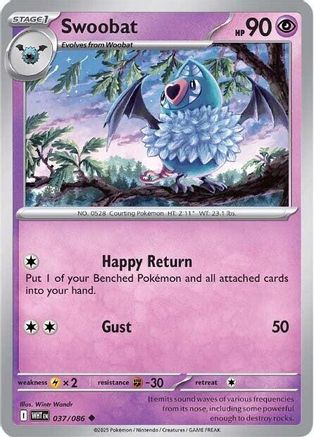 Swoobat  - (037/086) Reverse Holofoil [SV White Flare] - Trinity Hobby