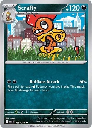 Scrafty  - (058/086) Reverse Holofoil [SV White Flare] - Trinity Hobby