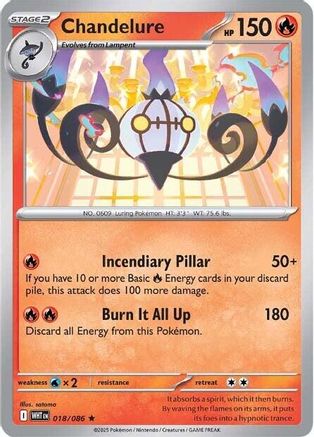 Chandelure  - (018/086) Reverse Holofoil [SV White Flare] - Trinity Hobby
