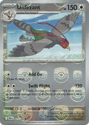 Unfezant (Master Ball Pattern)  - (073/086) Holofoil [SV Black Bolt] - Trinity Hobby