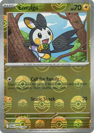 Emolga (Poke Ball Pattern)  - (029/086) Holofoil [SV Black Bolt] - Trinity Hobby