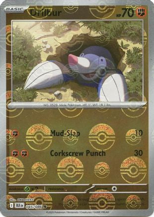 Drilbur (Poke Ball Pattern)  - (045/086) Holofoil [SV Black Bolt] - Trinity Hobby