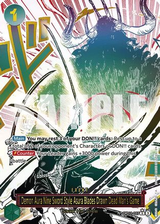 Demon Aura Nine Sword Style Asura Blades Drawn Dead Man's Game (Alternate Art) (OP12-037) - [Legacy of the Master] Foil - Trinity Hobby