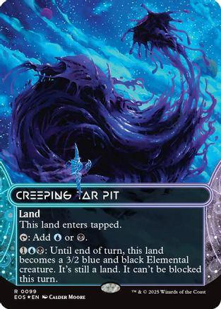 Creeping Tar Pit (0099) (Borderless) (Galaxy Foil)  [Foil]  (EOE-099) - [Edge of Eternities] - Trinity Hobby