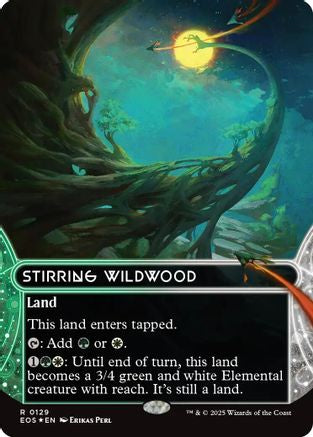 Stirring Wildwood (0129) (Borderless) (Galaxy Foil)  [Foil]  (EOE-129) - [Edge of Eternities] - Trinity Hobby
