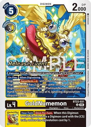 GoldNumemon (BT22-031) - [Cyber Eden Release Event Cards] Foil - Trinity Hobby