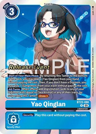 Yao Qinglan (BT22-086) - [Cyber Eden Release Event Cards] Foil - Trinity Hobby