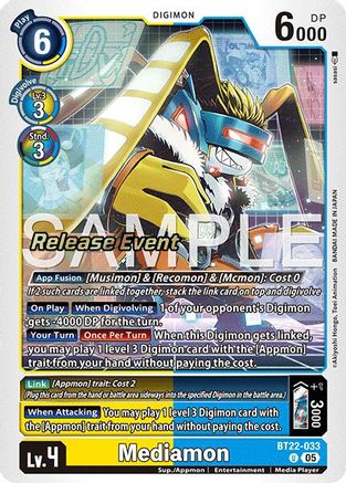 Mediamon (BT22-033) - [Cyber Eden Release Event Cards] Foil - Trinity Hobby