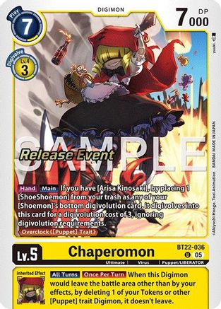 Chaperomon (BT22-036) - [Cyber Eden Release Event Cards] Foil - Trinity Hobby