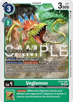 Vegiemon (BT22-049) - [Cyber Eden Release Event Cards] Foil - Trinity Hobby