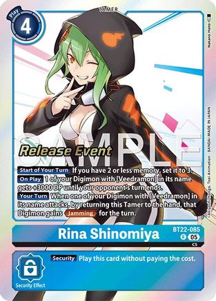 Rina Shinomiya (BT22-085) - [Cyber Eden Release Event Cards] Foil - Trinity Hobby