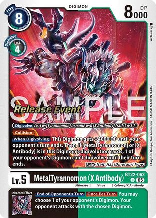 MetalTyrannomon (X Antibody) (BT22-062) - [Cyber Eden Release Event Cards] Foil - Trinity Hobby
