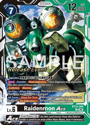 Raidenmon ACE (BT22-066) - [Cyber Eden Release Event Cards] Foil - Trinity Hobby