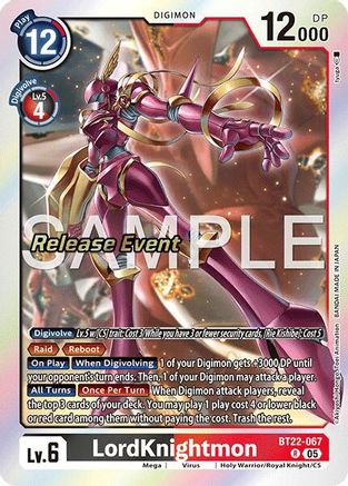 LordKnightmon (BT22-067) - [Cyber Eden Release Event Cards] Foil - Trinity Hobby