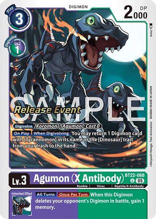 Agumon (X Antibody) (BT22-068) - [Cyber Eden Release Event Cards] Foil