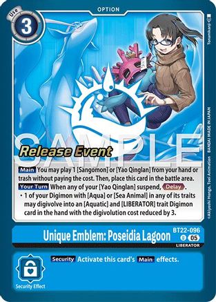 Unique Emblem: Poseidia Lagoon (BT22-096) - [Cyber Eden Release Event Cards] Foil - Trinity Hobby