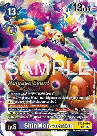 ShinMonzaemon (BT22-076) - [Cyber Eden Release Event Cards] Foil - Trinity Hobby