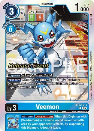 Veemon (BT22-019) - [Cyber Eden Release Event Cards] Foil - Trinity Hobby