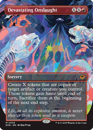 Devastating Onslaught (Borderless)  [Foil]  (EOE-308) - [Edge of Eternities]