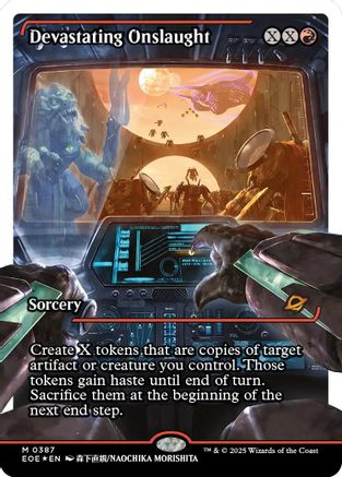 Devastating Onslaught (0387) (Showcase) (Fracture Foil)  [Foil]  (EOE-387) - [Edge of Eternities] - Trinity Hobby
