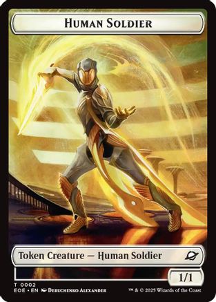 Human Soldier // Lander (0008) Double-Sided Token  (EOE-2 // 8) - [Edge of Eternities] - Trinity Hobby