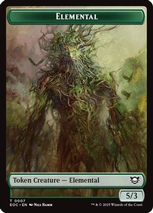 Elemental (0007) // Golem (0014) Double-Sided Token  [Foil]  (EOC-7 // 14) - [Commander: Edge of Eternities] - Trinity Hobby