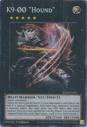 K9-00 "Hound" (Super Rare) [JUSH-EN036] - Justice Hunters 1st Edition - Super Rare - Trinity Hobby