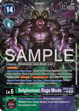 Belphemon: Rage Mode (Alternate Art) (EX10-022) - [Sinister Order] Foil - Trinity Hobby
