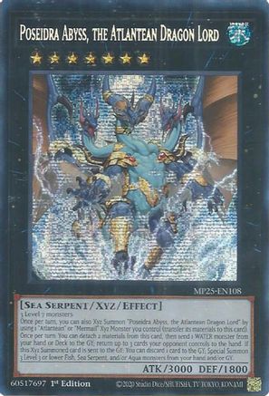 Poseidra Abyss, the Atlantean Dragon Lord [MP25-EN108] - 2025 Mega-Pack 1st Edition - Prismatic Secret Rare - Trinity Hobby